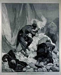 De opstand in Herzegovina: Schermutseling met een Oostenrijkse buitenpost, gegraveerd door W. I. Mosses